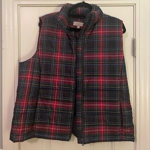 Talbots Multicolor Plaid Vest Size XL